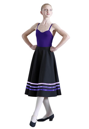 Black character skirt with lilac and purple ribbons